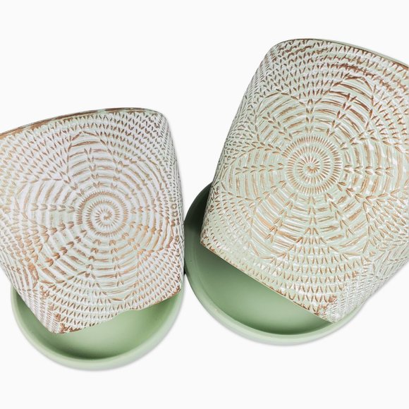 Set Of 2 Vintage Style Terra Cotta Planting Pots - Picture 4 of 12